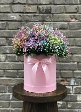 Цветочная композиция из Гипсофила и Розы в шляпной коробке #REPLACE_PRED# Рождественской Хаве