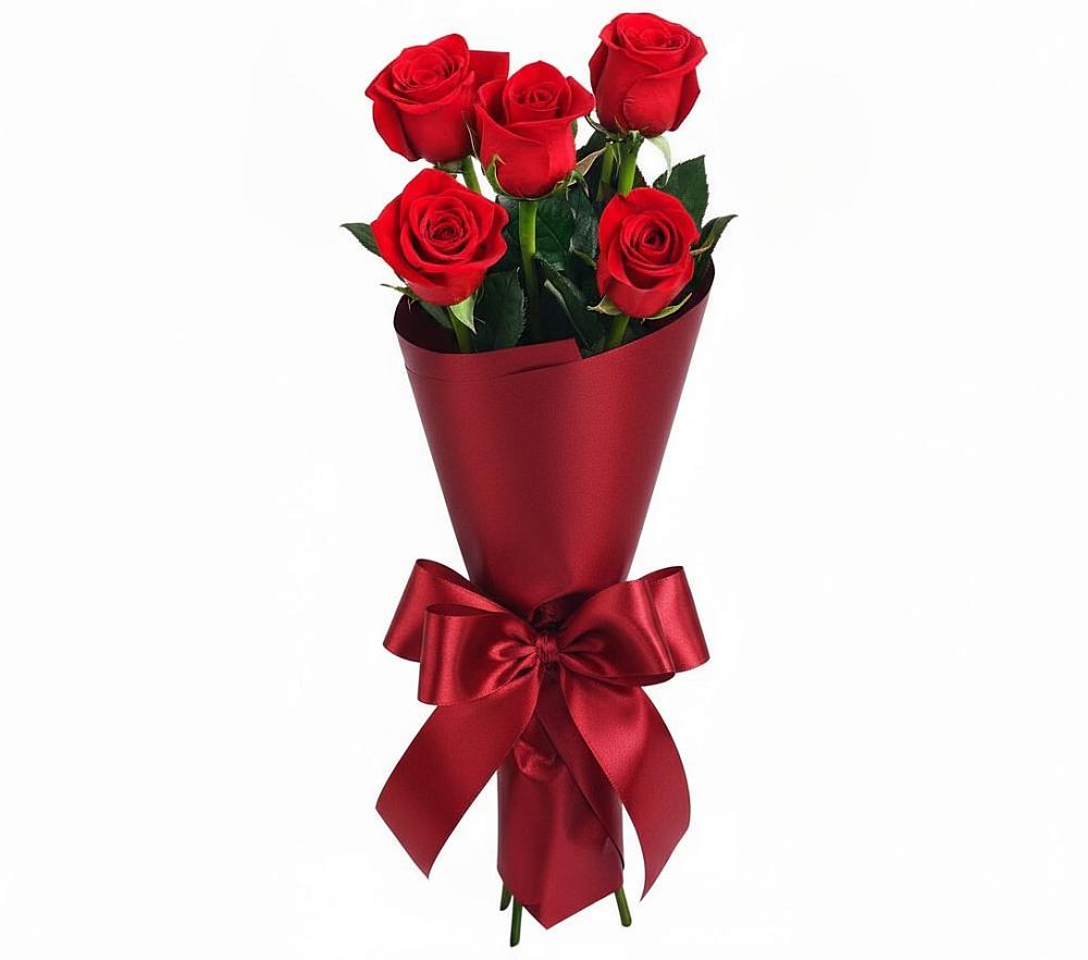 Букет 5 Красных роз Эдлесс Лав в Рождественской Хаве