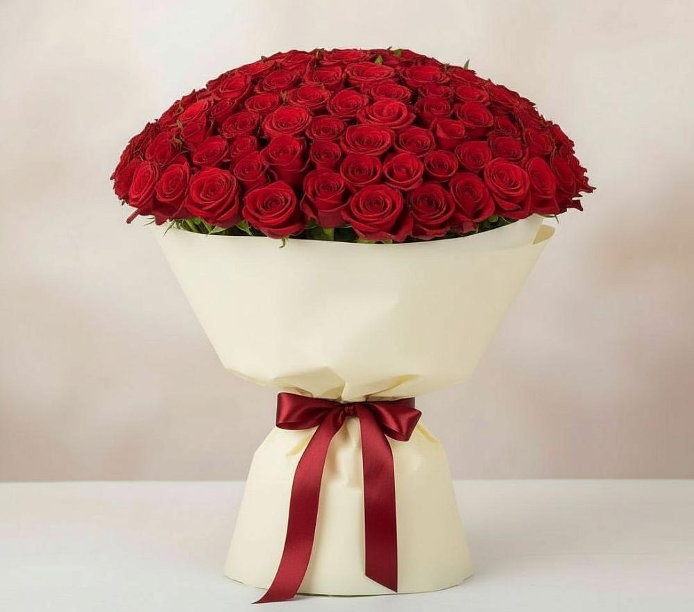 Букет 101 Красная роза Милано в Рождественской Хаве