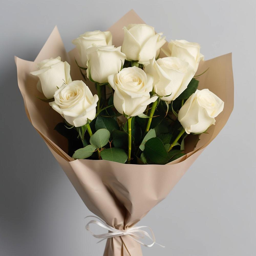 Букет 9 Белых роз Эдлесс Лав в Рождественской Хаве