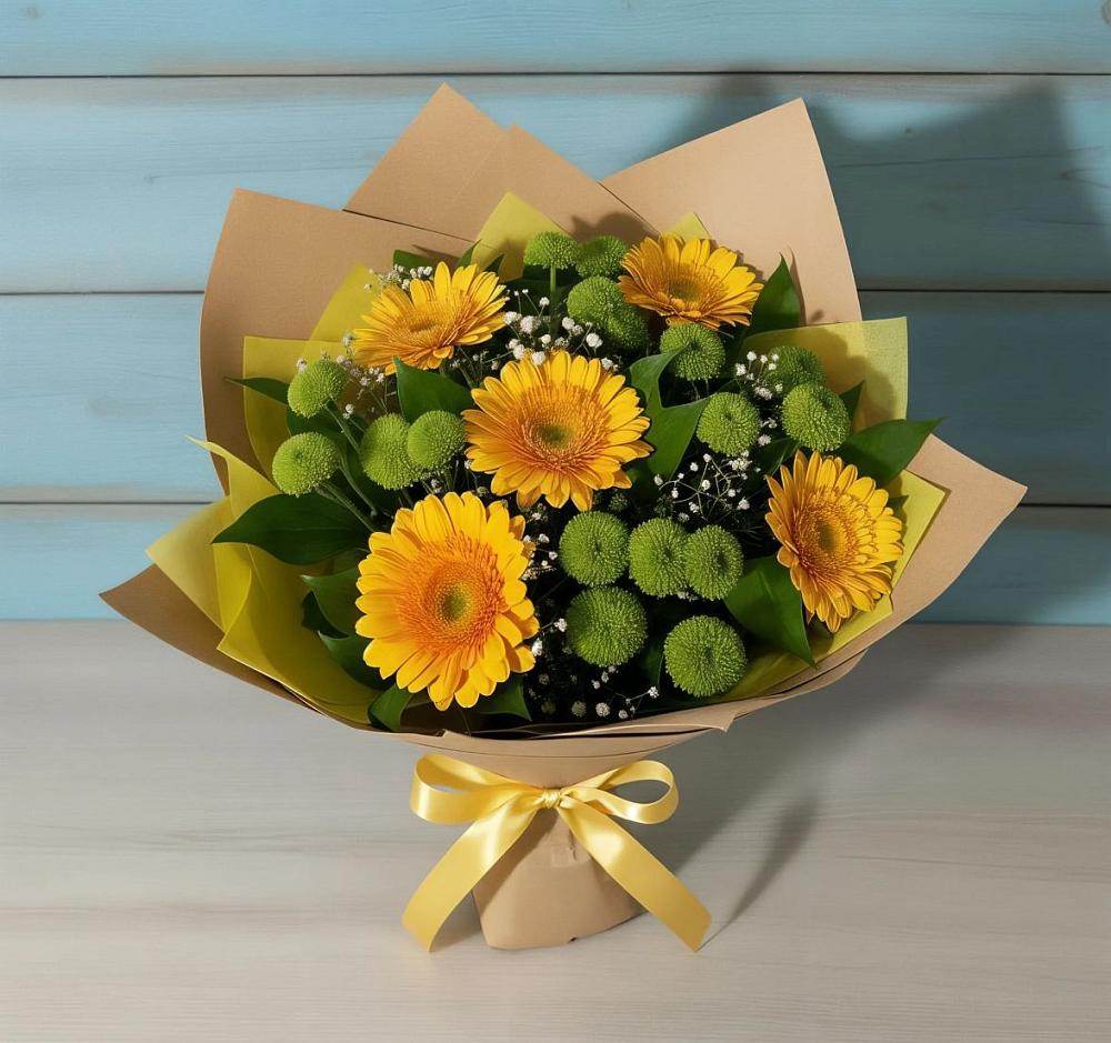 Букет цветов из: Герберы и Хризантемы в Рождественской Хаве