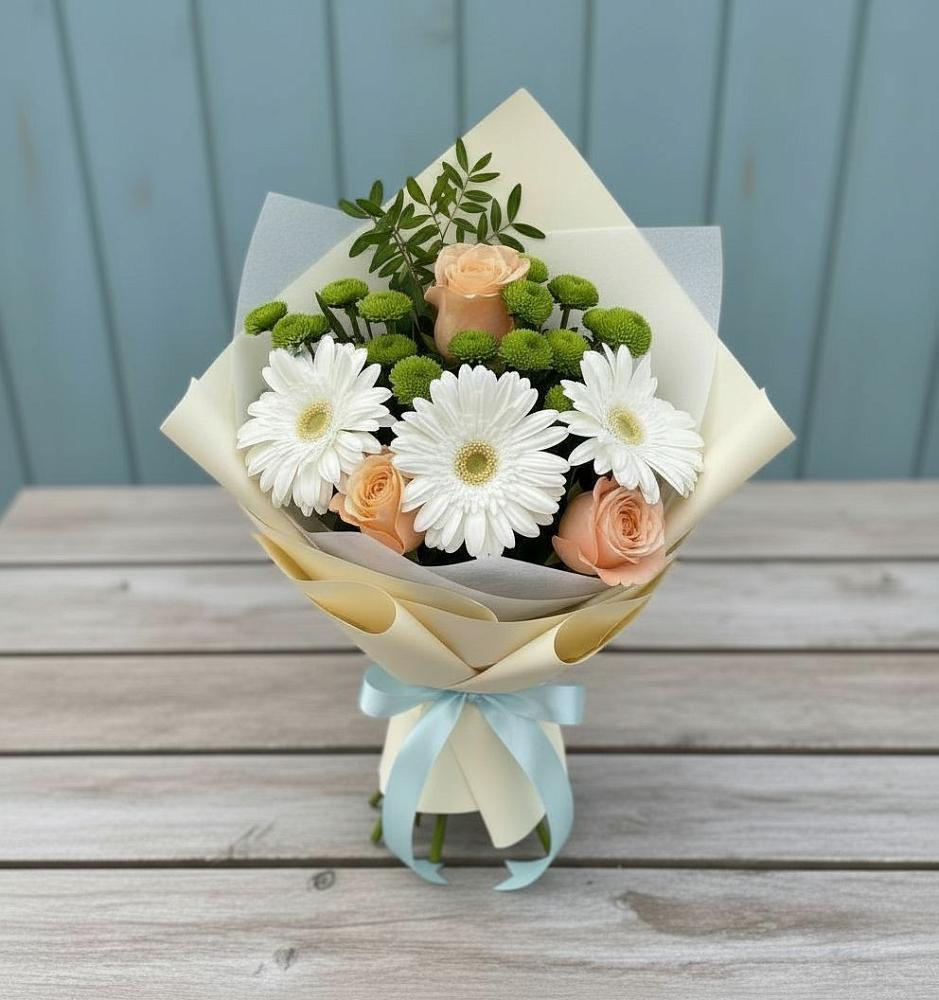 Букет цветов из: Герберы, Розы и Хризантемы в Рождественской Хаве