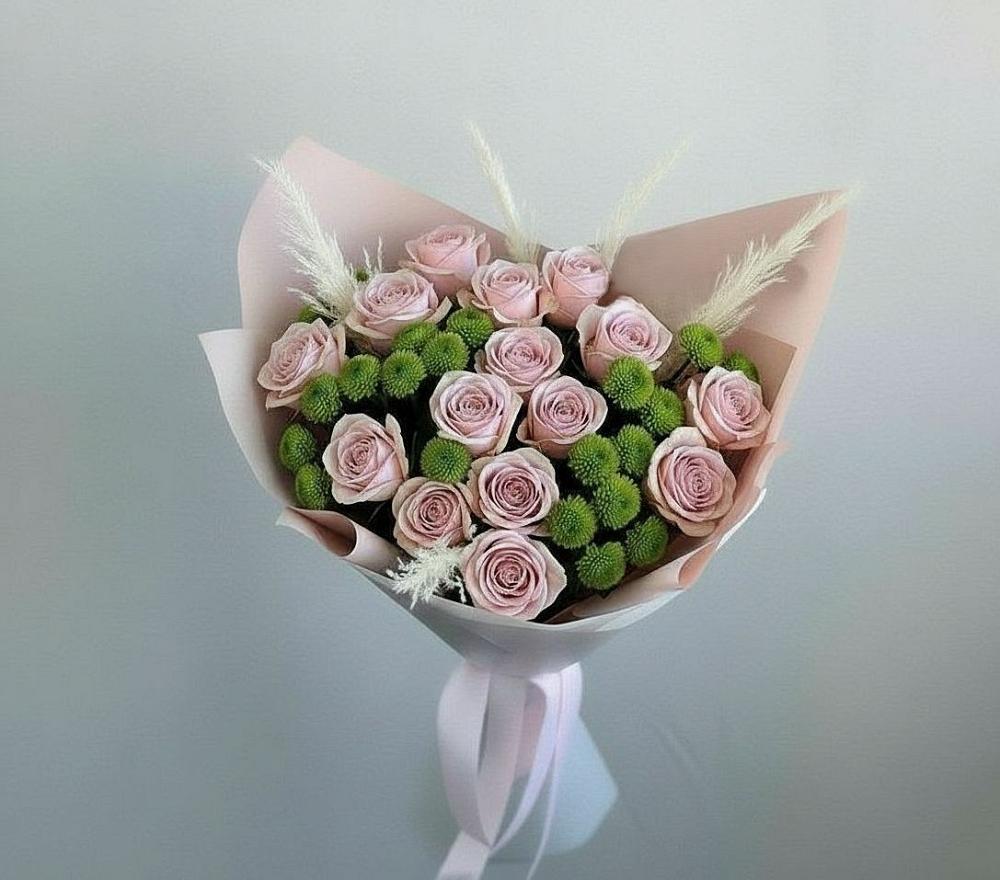 Букет цветов из: Розы и Хризантемы в Рождественской Хаве