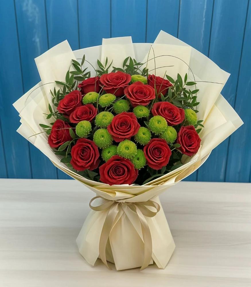 Букет цветов из: Розы и Хризантемы в Рождественской Хаве