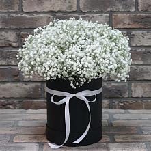 Цветочная композиция из Гипсофила в шляпной коробке в Рождественской Хаве